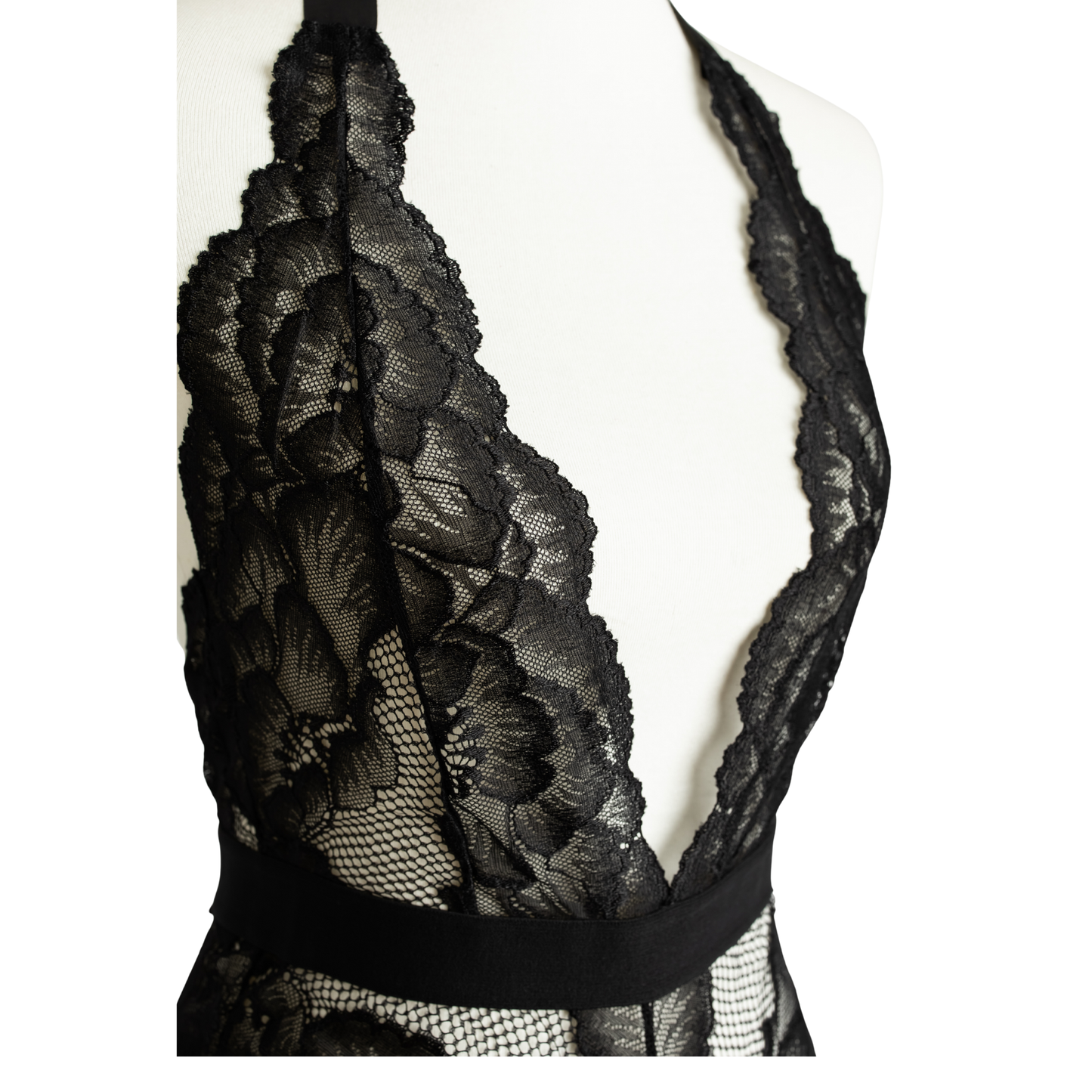 Black Lace Halter Teddy