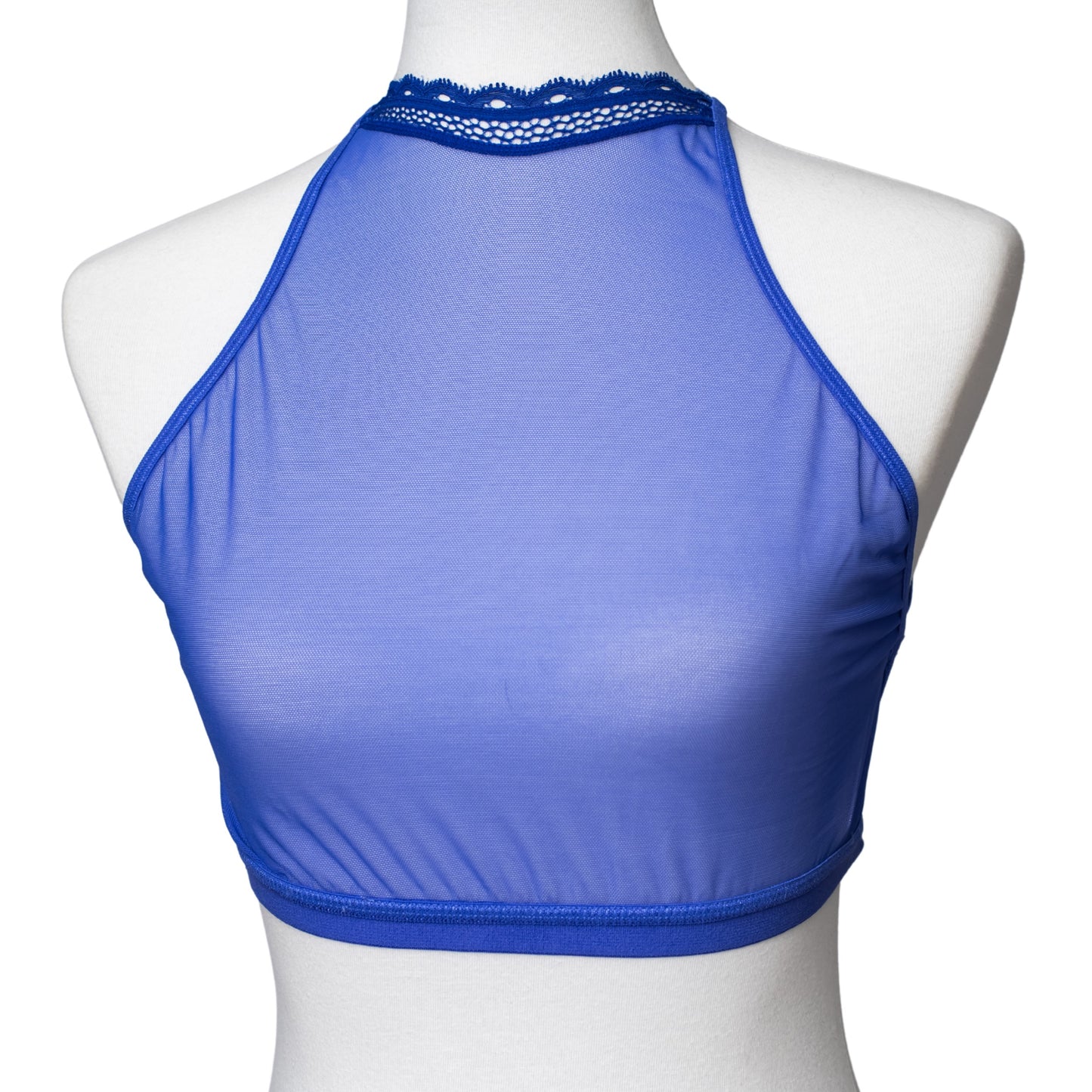 Sheerly Mesh High Neck Cami in Ultramarine