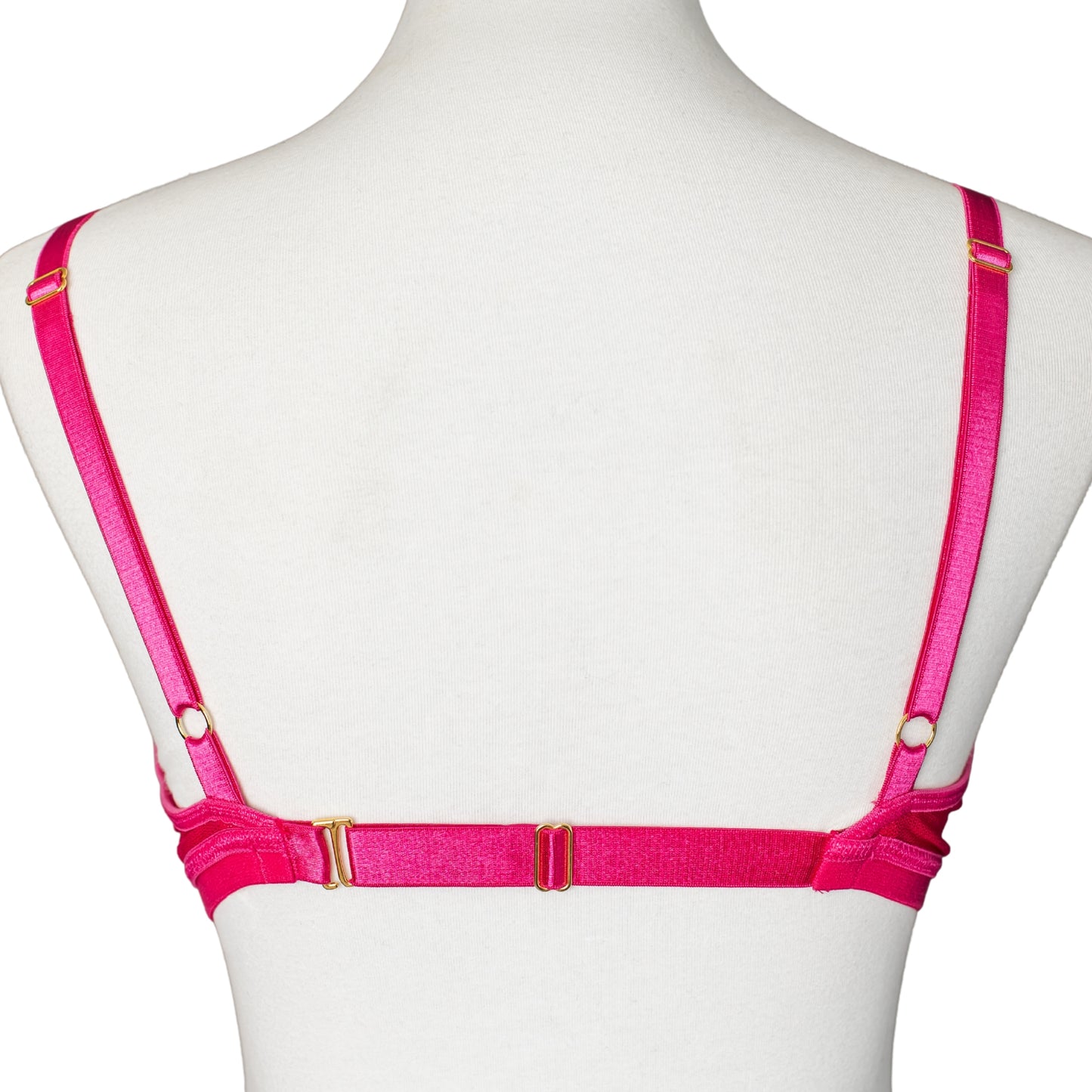 Back view of hot pink bralette