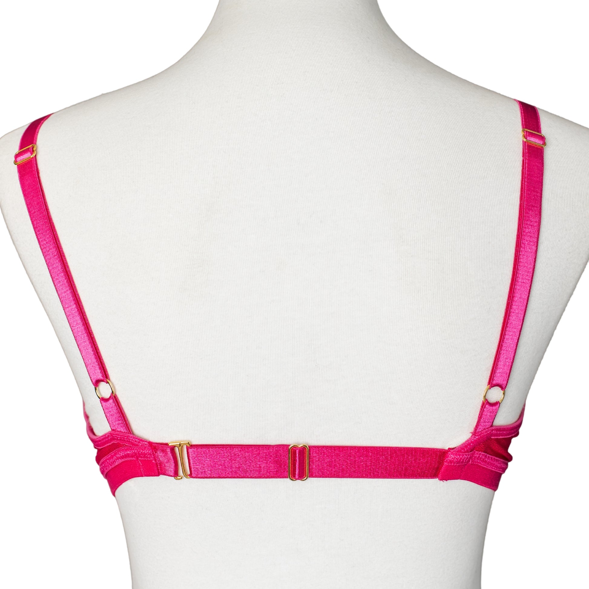 Back view of hot pink bralette