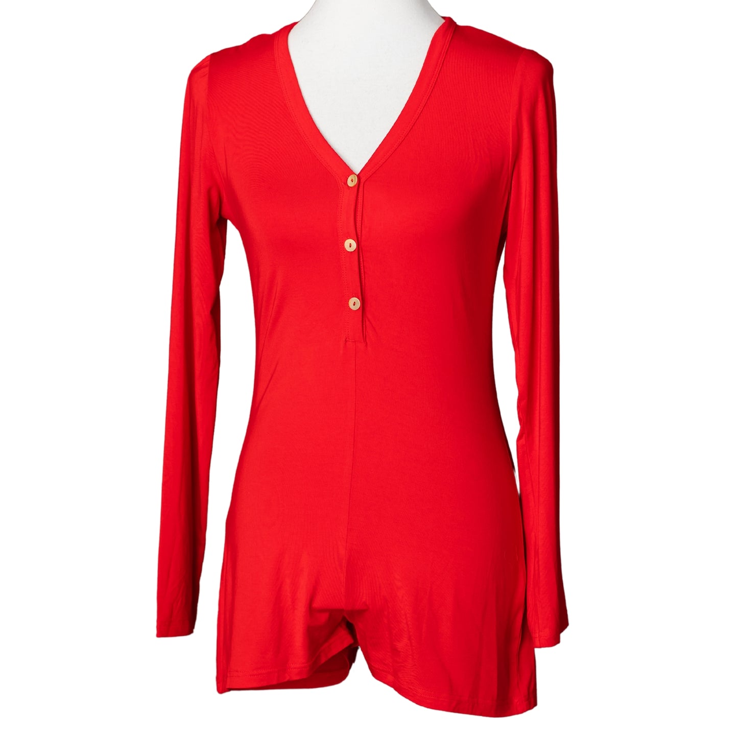 Red modal long-sleeved onesie short pajamas