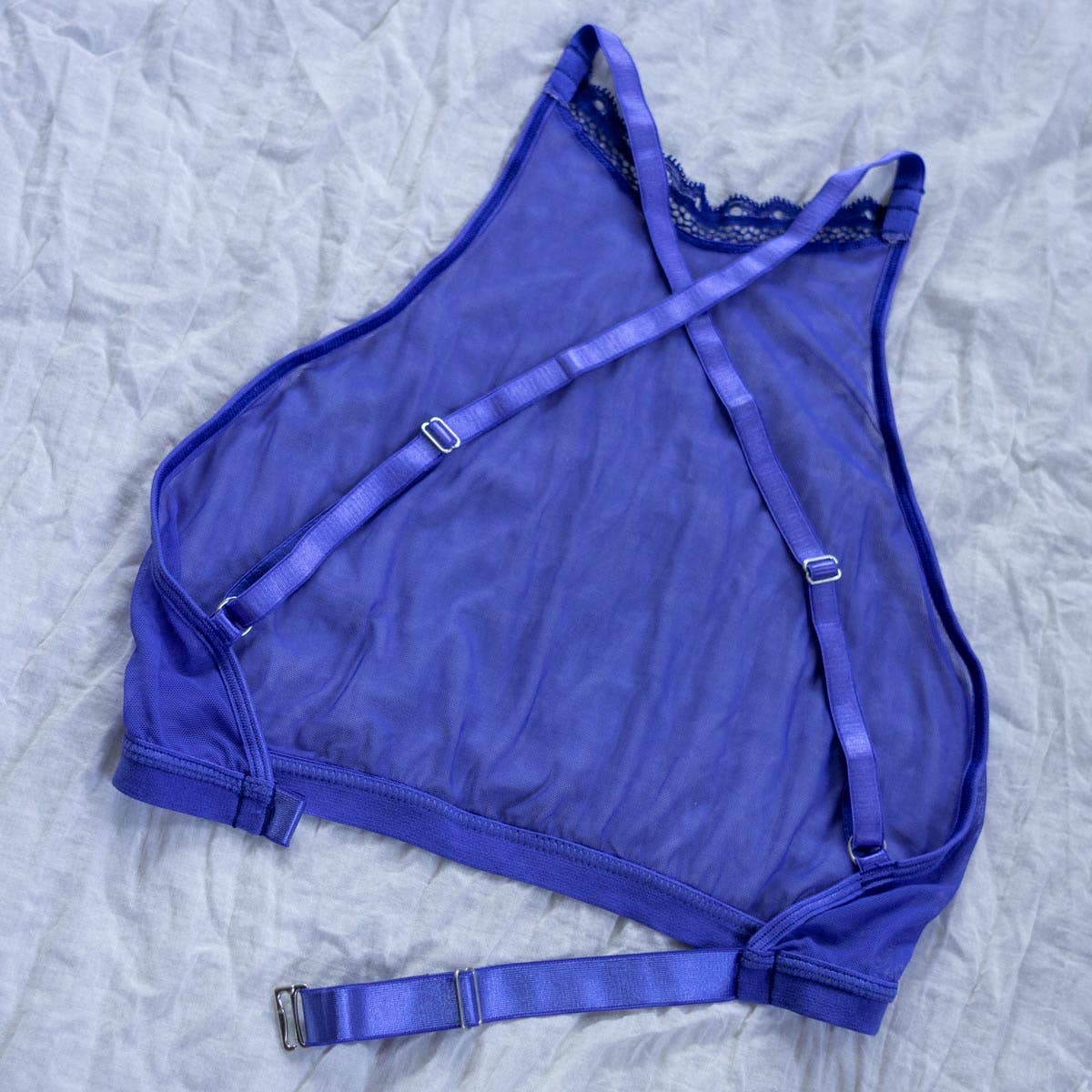 Sheerly Mesh High Neck Cami in Ultramarine