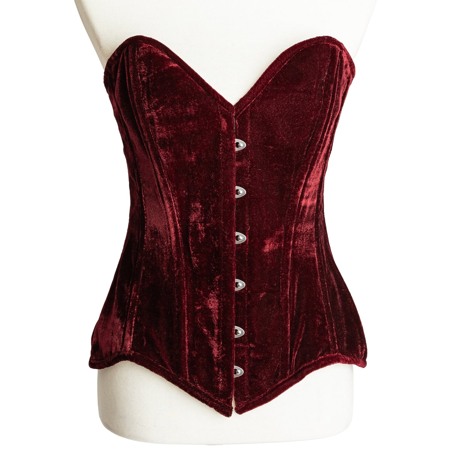Velvet Overbust Corset – Dark Red
