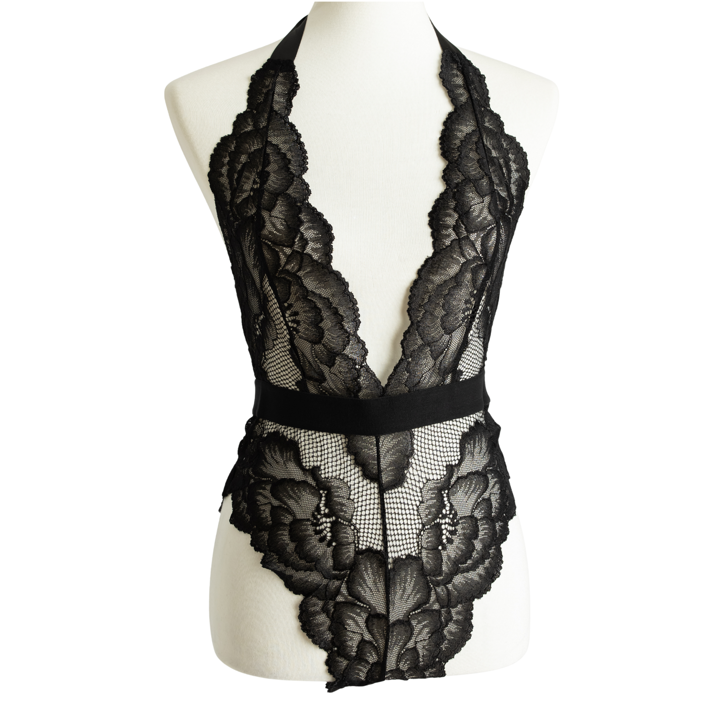 Black Lace Halter Teddy