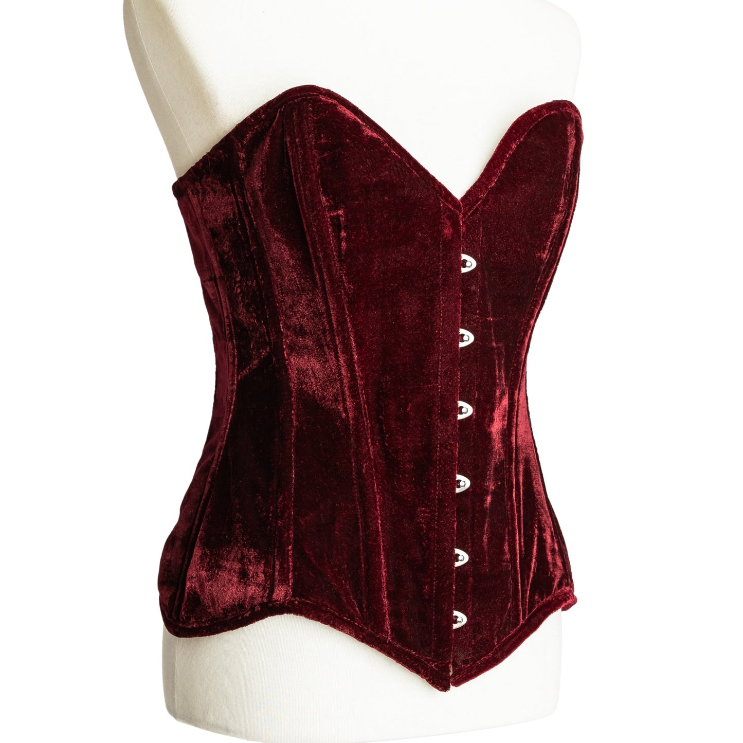 Velvet Overbust Corset – Dark Red
