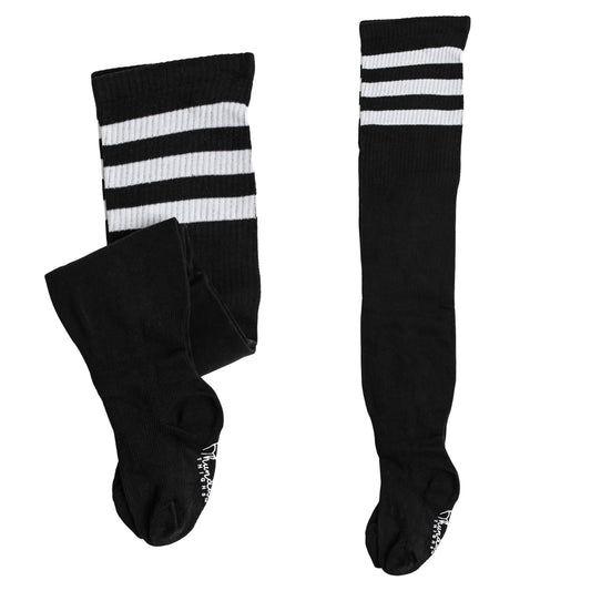 Plus Size Thigh High Tube Socks - Black & White Stripes
