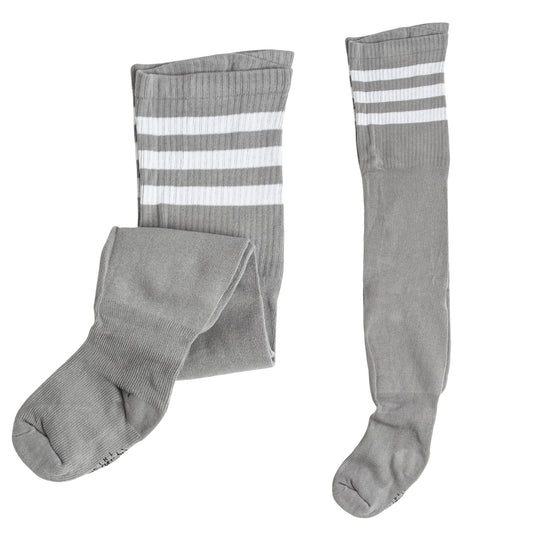 Plus Size Thigh High Tube Socks - Earl Grey Striped