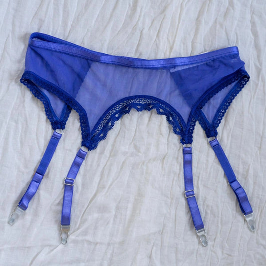 Sheerly Mesh Adjustable Garter Belt in Ultramarine