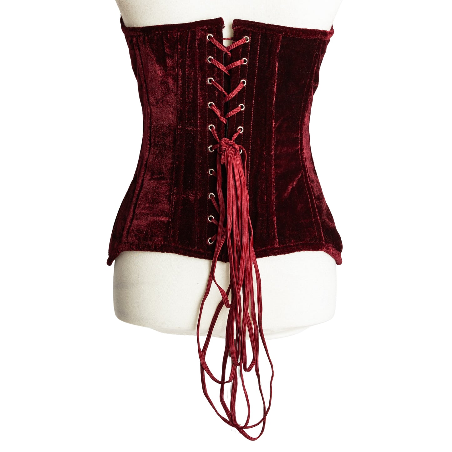 Velvet Overbust Corset – Dark Red