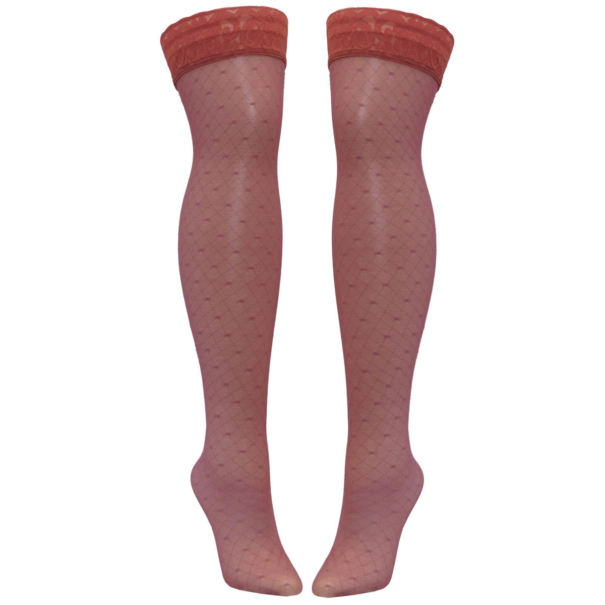 Hearts of Venus Thigh High Stockings in Copper Rose