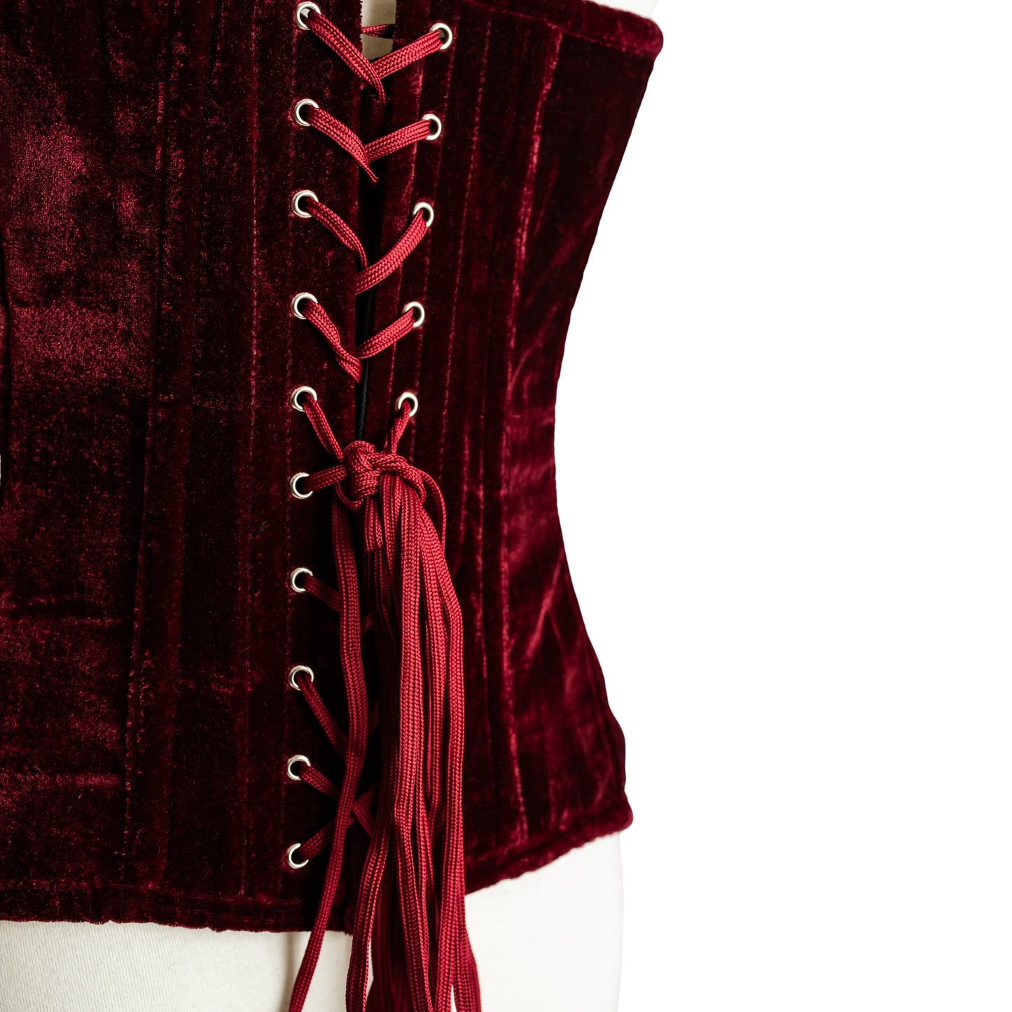 Velvet Overbust Corset – Dark Red