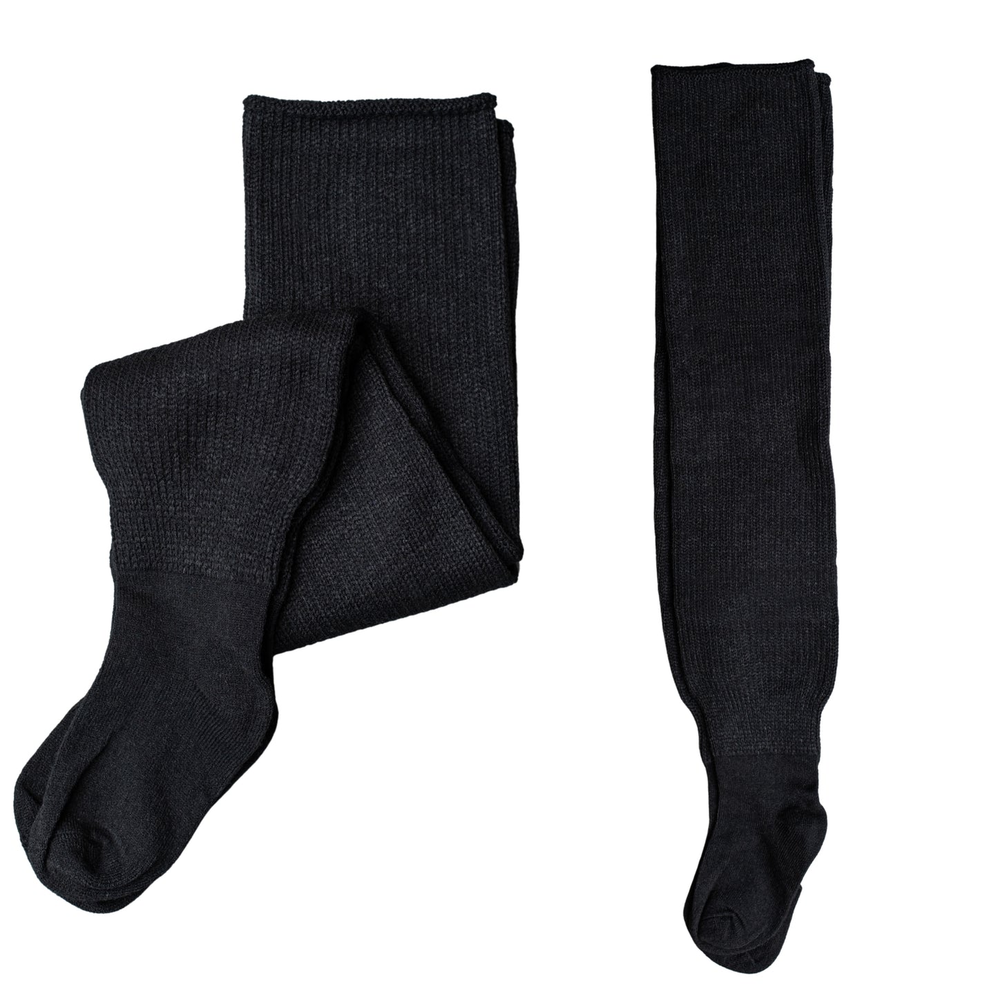 Black knit thigh-high socks