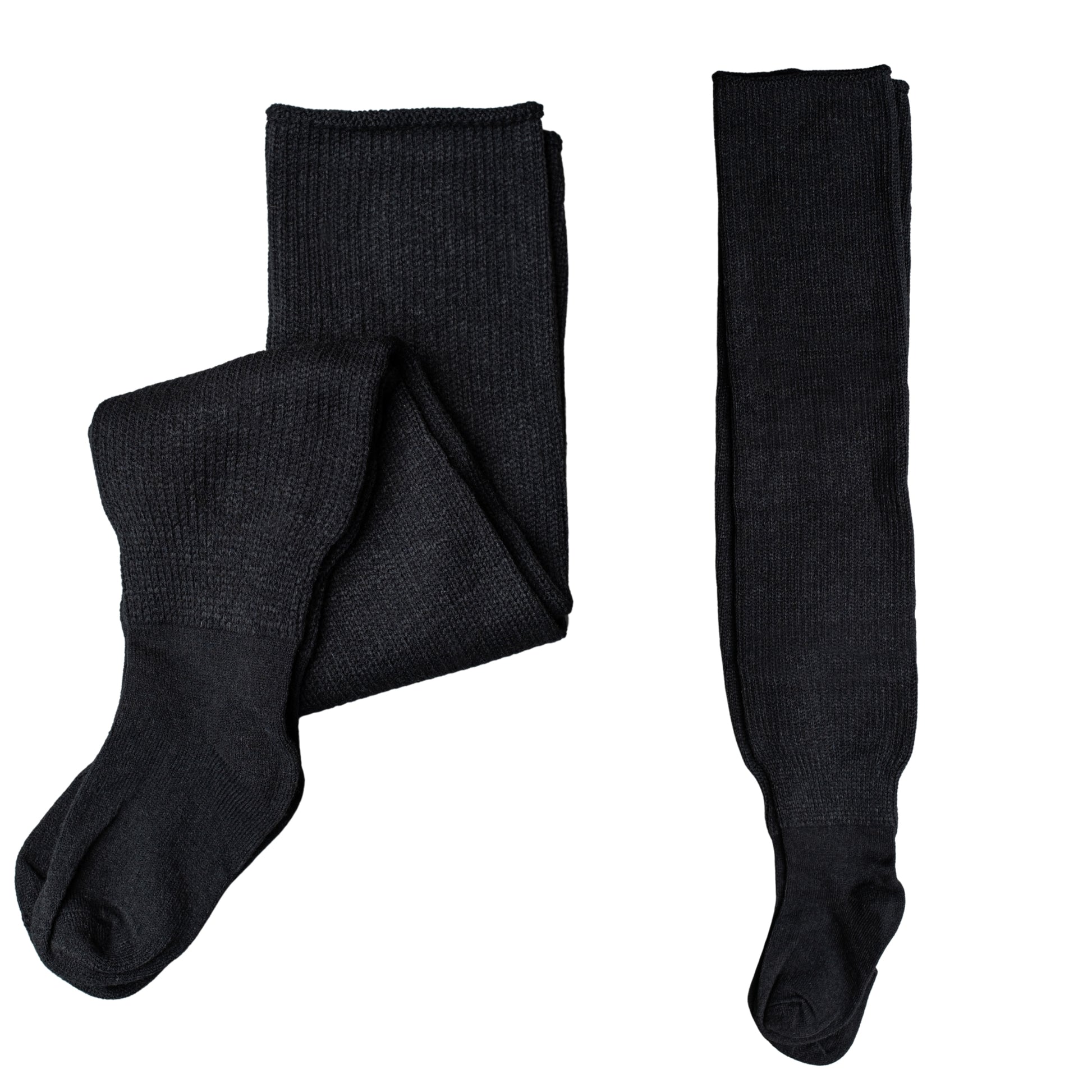 Black knit thigh-high socks