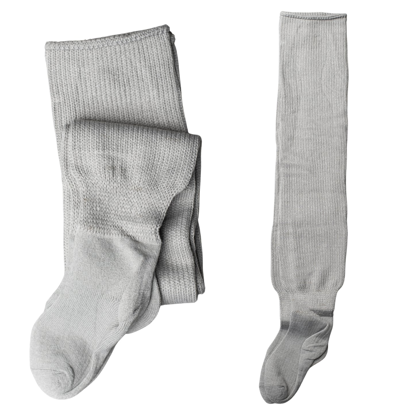 Gray knit thigh-high socks