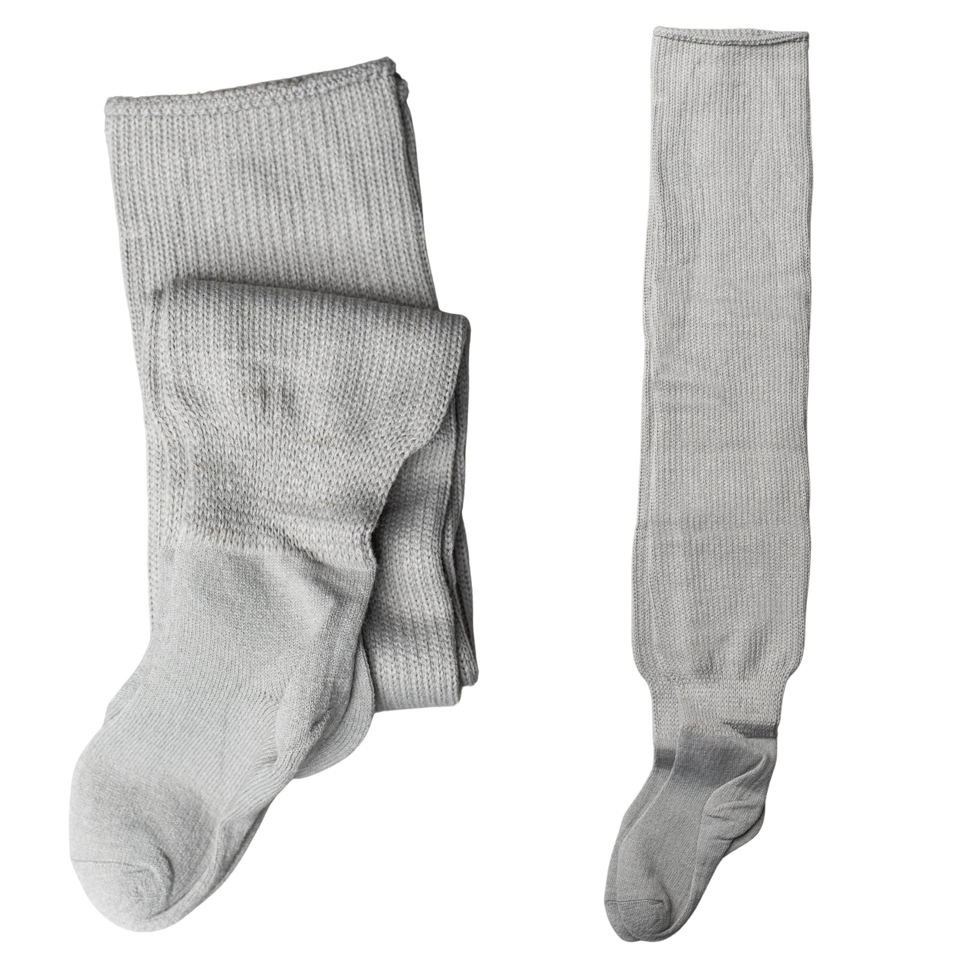 Gray knit thigh-high socks