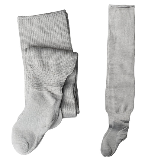Gray knit thigh-high socks