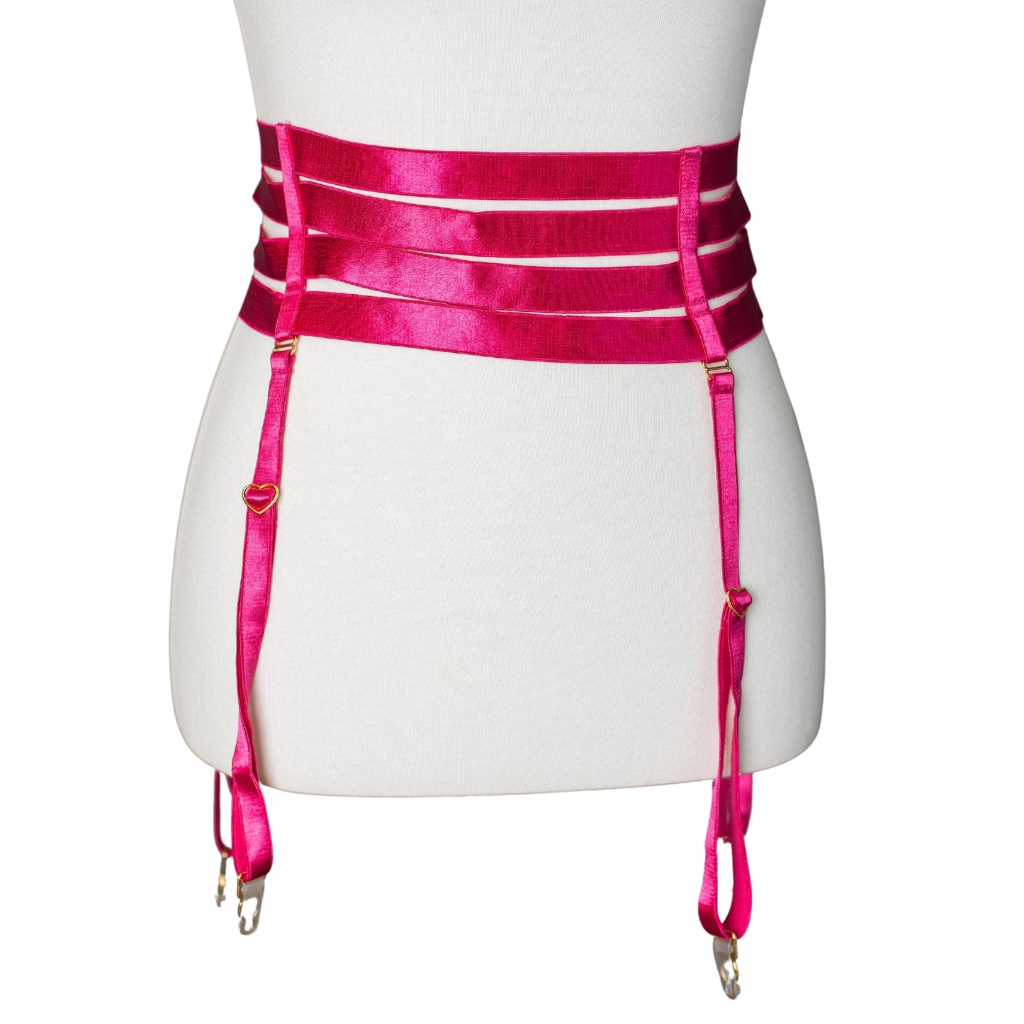 Hot pink waist cincher garter belt 
