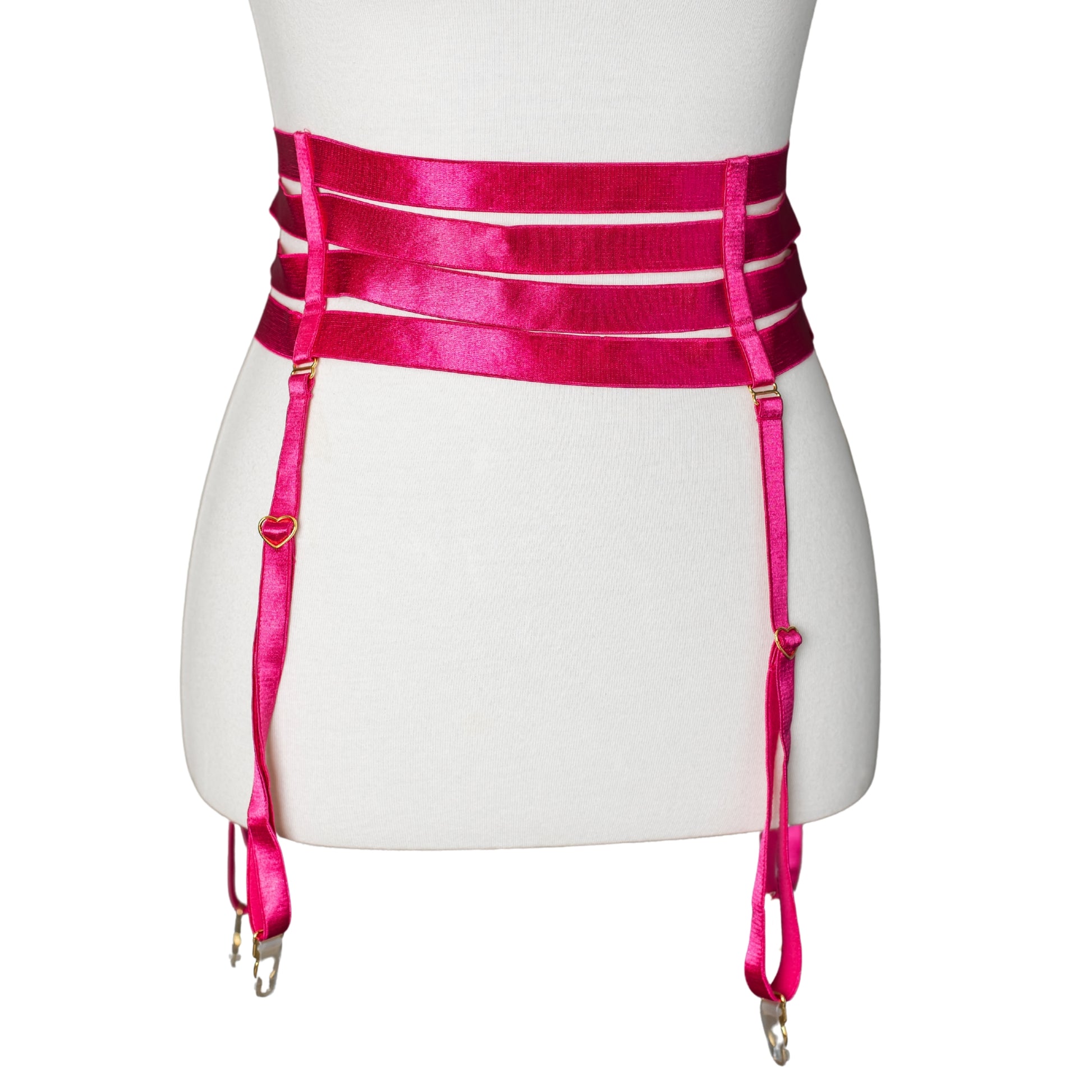 Hot pink waist cincher garter belt 