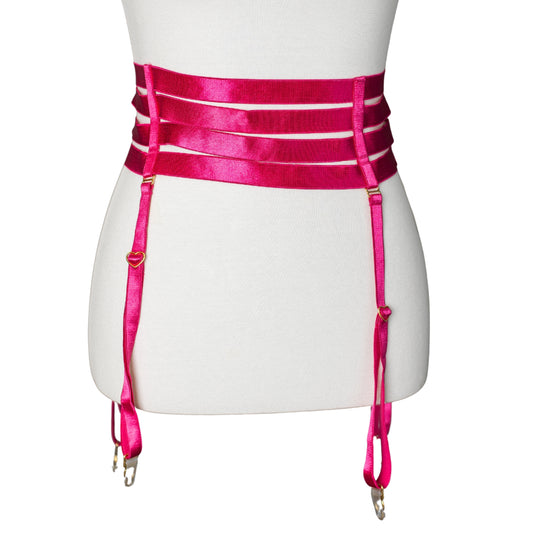 Hot pink waist cincher garter belt 