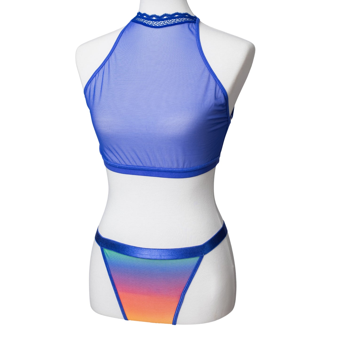Sheerly Mesh High Neck Cami in Ultramarine