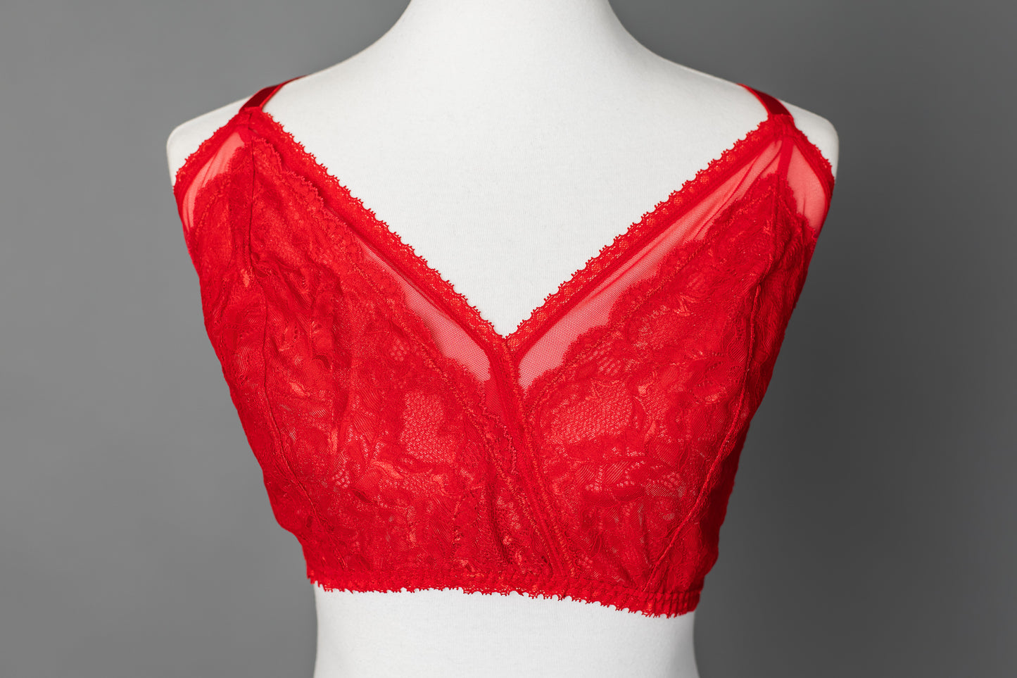 Lacy Racerback Bralette in Rose Red