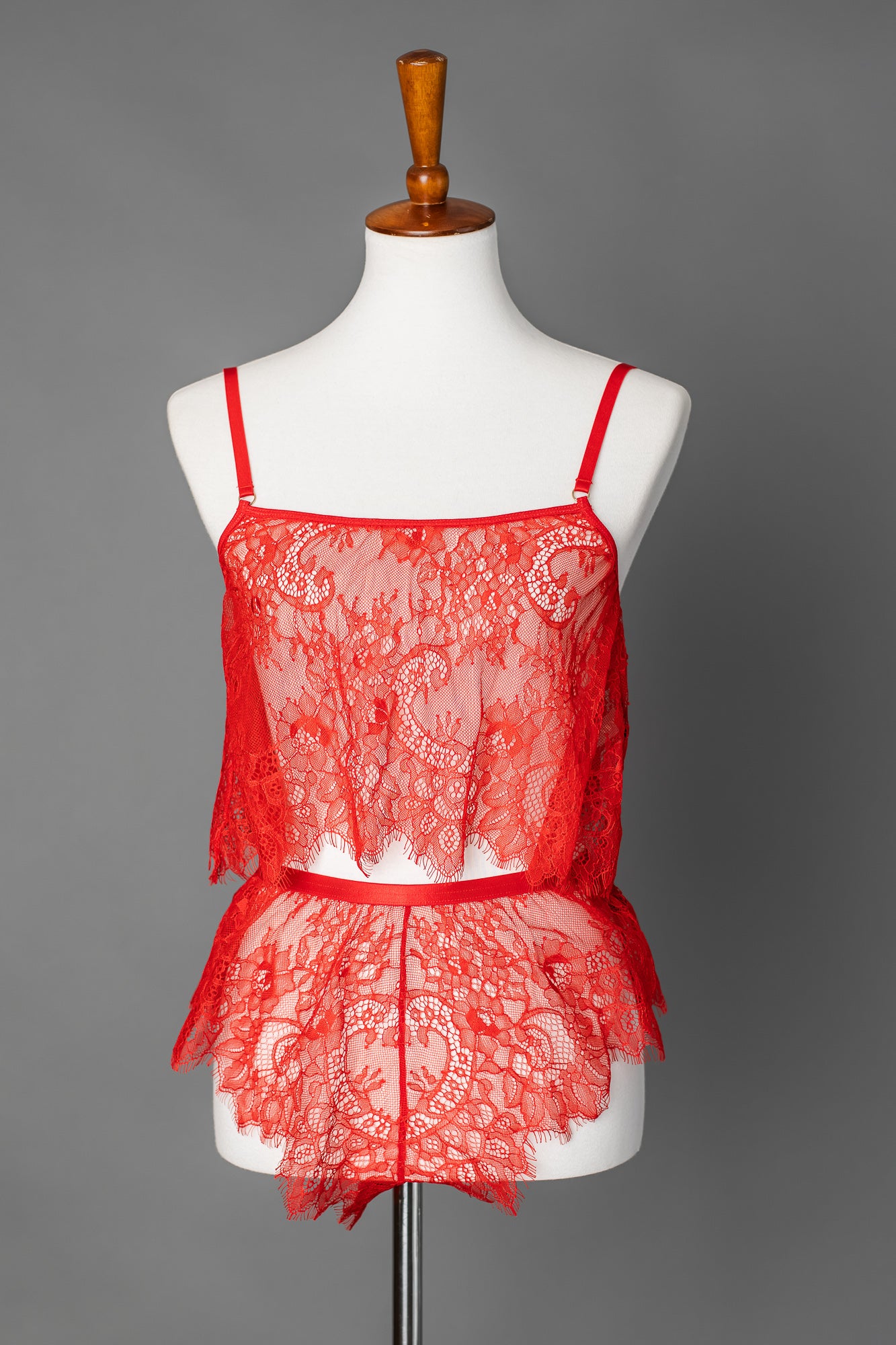 Lace Crop Cami – Red