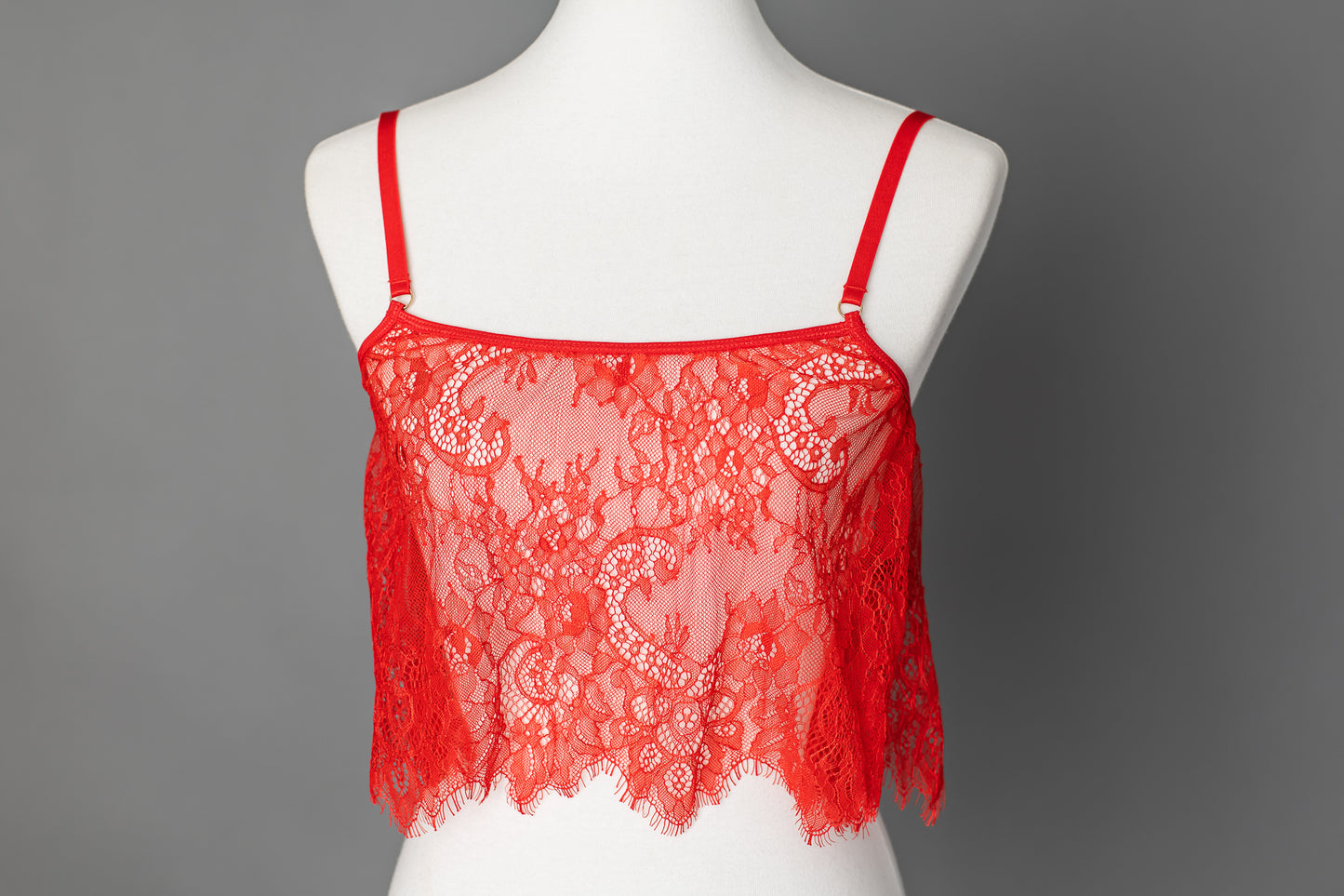 Lace Crop Cami – Red