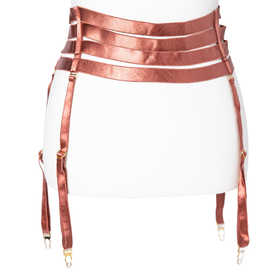 Hearts of Venus Strappy Waist Cincher in Copper Rose