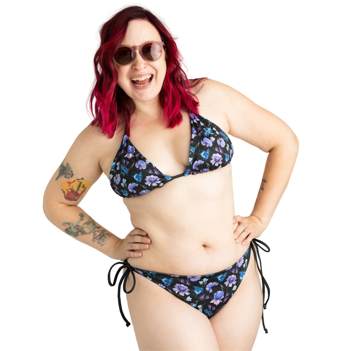 Electric Blooms String Bikini Swim Bottoms