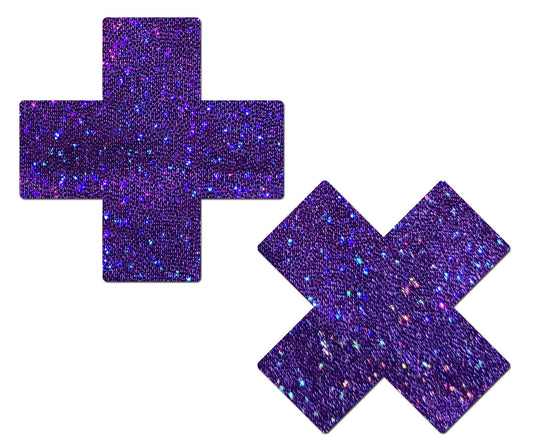 Plus X: Glitter Purple Cross Pasties