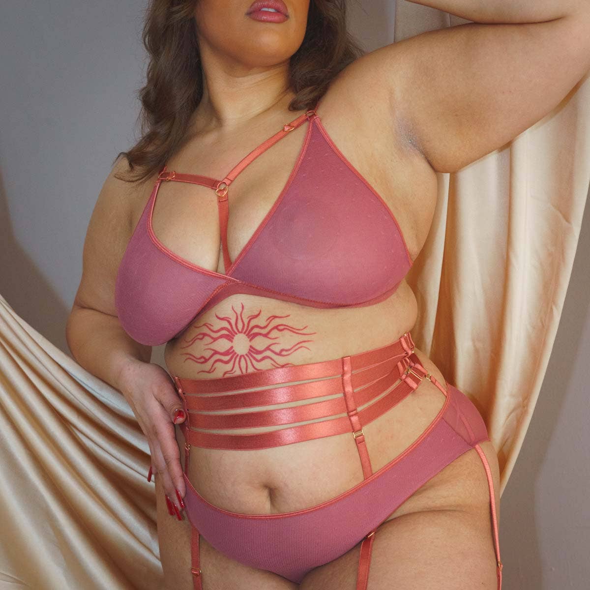 Hearts of Venus Strappy Bralette in Copper Rose