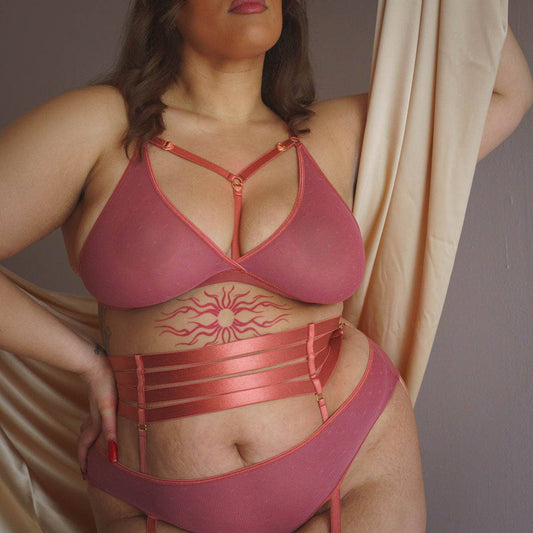 Hearts of Venus Strappy Bralette in Copper Rose