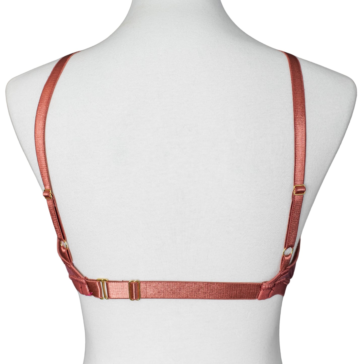 Back view of copper rose bra