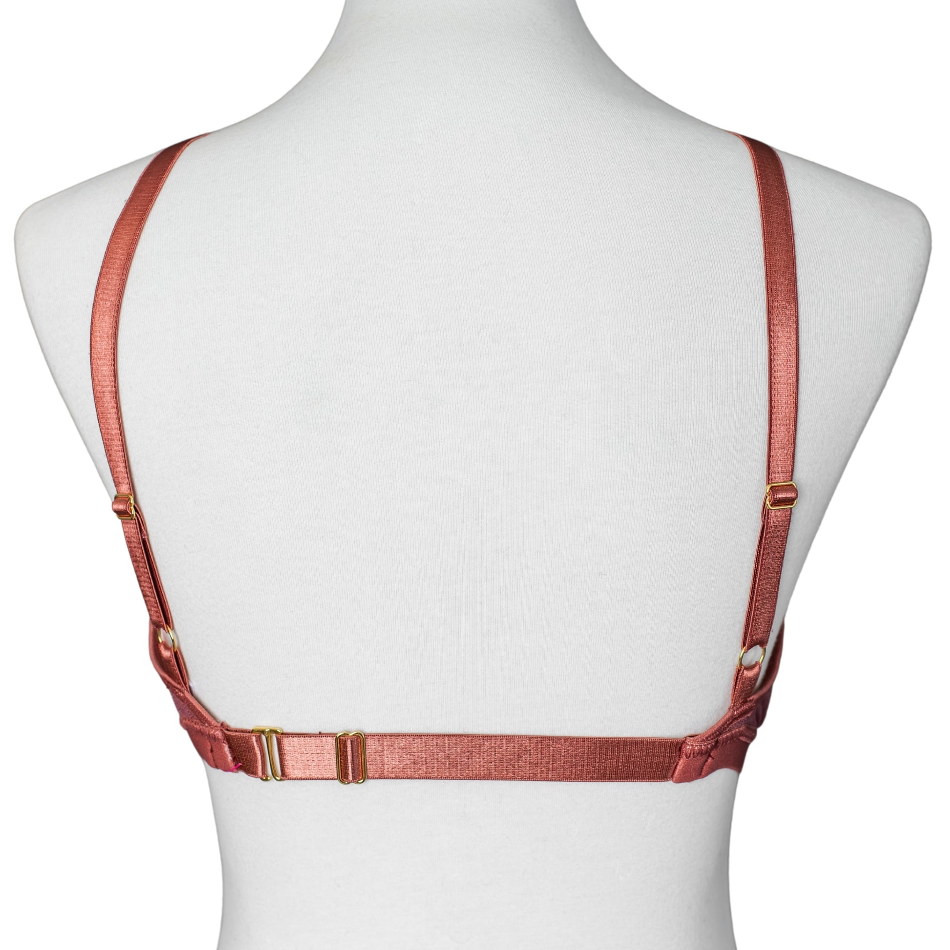 Back view of copper rose bra