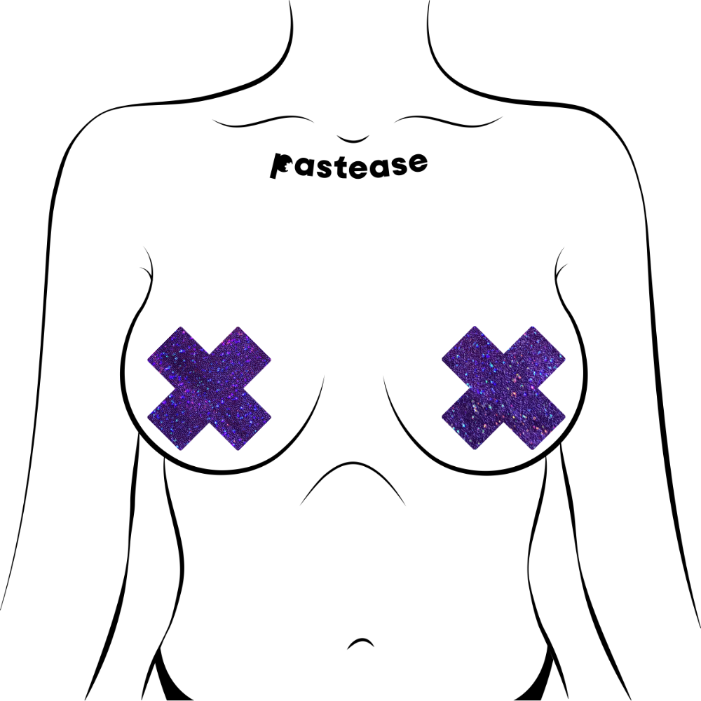 Plus X: Glitter Purple Cross Pasties